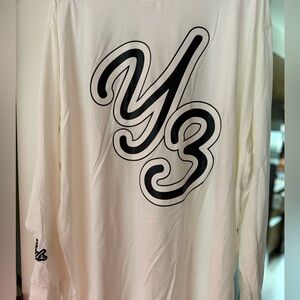 Y-3 Cream Long Sleeve Tee with Black Logo